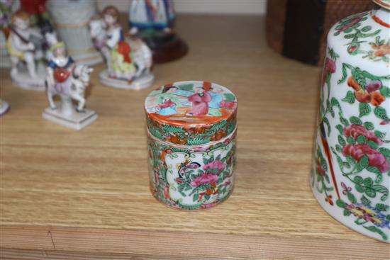 Three Cantonese teapots and a lidded pot